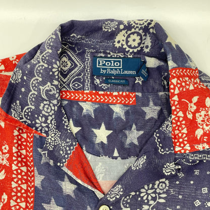 POLObyRalphLauren ポロラルフローレン レッド×ネイビー 星条旗 ペイズリー半袖アロハシャツ トップス