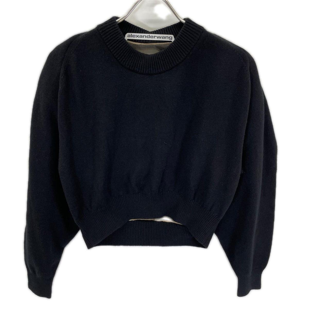 ALEXANDER WANG アレキサンダーワン ブラック ハーフメッシュ プルオーバーニット トップス