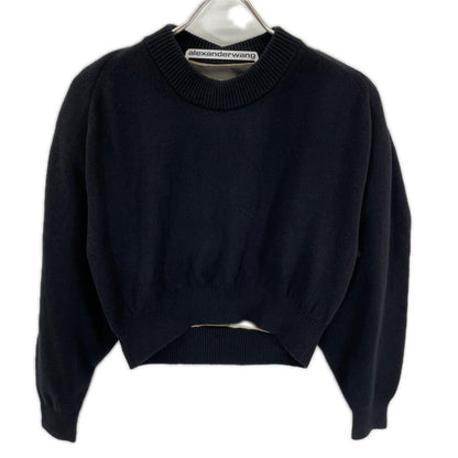 ALEXANDER WANG アレキサンダーワン ブラック ハーフメッシュ プルオーバーニット トップス