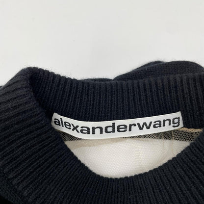ALEXANDER WANG アレキサンダーワン ブラック ハーフメッシュ プルオーバーニット トップス