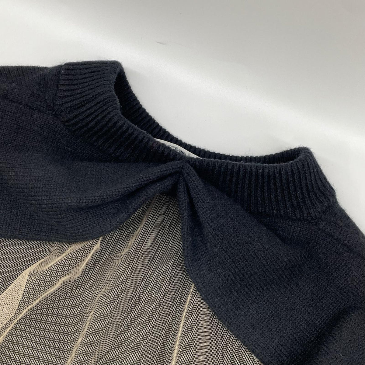 ALEXANDER WANG アレキサンダーワン ブラック ハーフメッシュ プルオーバーニット トップス