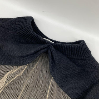 ALEXANDER WANG アレキサンダーワン ブラック ハーフメッシュ プルオーバーニット トップス