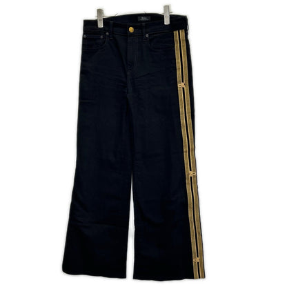 POLObyRalphLauren ポロラルフローレン ブラック 金ボタン 金刺繍サイドライン フレアデニム ボトムス