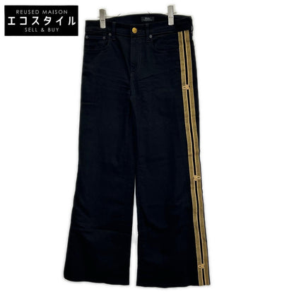 POLObyRalphLauren ポロラルフローレン ブラック 金ボタン 金刺繍サイドライン フレアデニム ボトムス