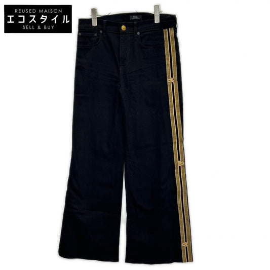 POLObyRalphLauren ポロラルフローレン ブラック 金ボタン 金刺繍サイドライン フレアデニム ボトムス