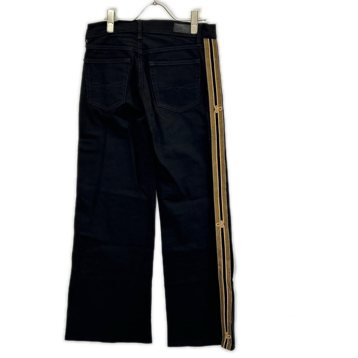 POLObyRalphLauren ポロラルフローレン ブラック 金ボタン 金刺繍サイドライン フレアデニム ボトムス