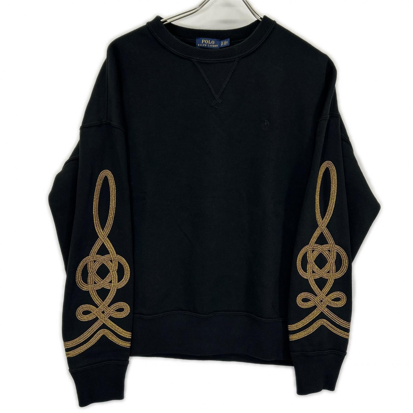 POLObyRalphLauren ポロラルフローレン ブラック ゴールド刺繍 現行QRtタグ スウェットトレーナ トップス