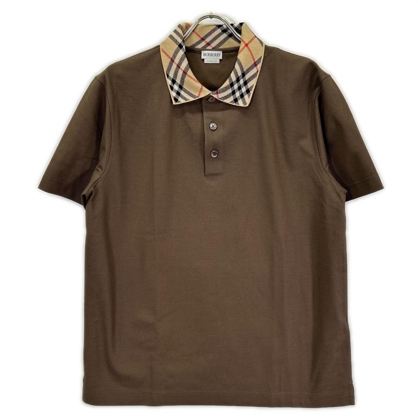 BURBERRY バーバリー 26SS 81326081 セピアブラウン チェックカラー コットンポロシャツ トップス