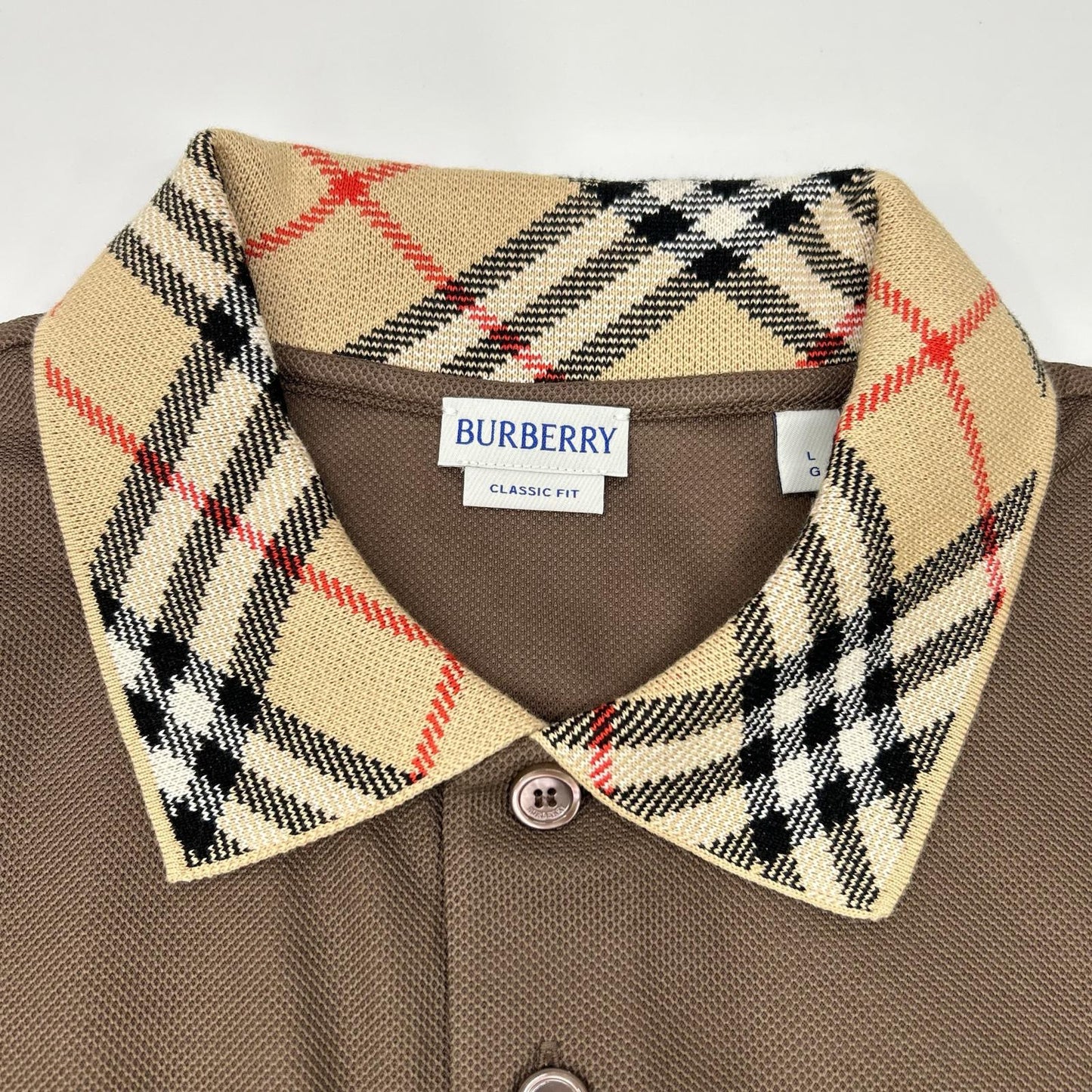 BURBERRY バーバリー 26SS 81326081 セピアブラウン チェックカラー コットンポロシャツ トップス