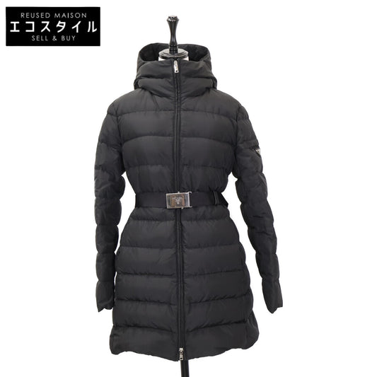 PRADA プラダ 【美品/国内正規/24年製】29O364 トライアングルロゴプレート ベルト付 フーディダウン コート