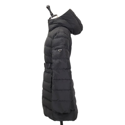 PRADA プラダ 【美品/国内正規/24年製】29O364 トライアングルロゴプレート ベルト付 フーディダウン コート