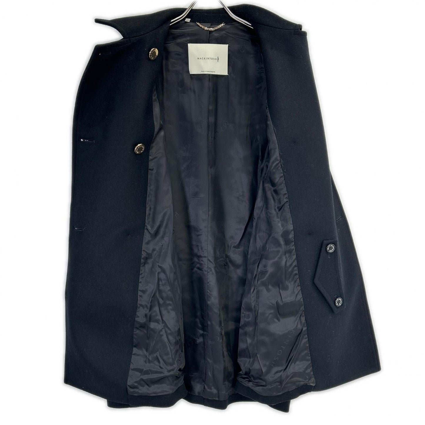 MACKINTOSH マッキントッシュ 22AW L222MO1103FEX2K ブラック HUMBIE DOUBLE SHORT EX ウール×キュプラ 金ボタン ステンカラーコート コート