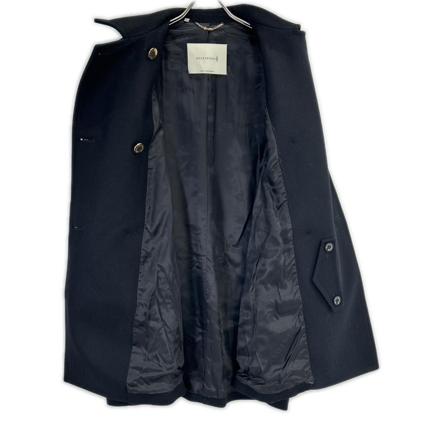 MACKINTOSH マッキントッシュ 22AW L222MO1103FEX2K ブラック HUMBIE DOUBLE SHORT EX ウール×キュプラ 金ボタン ステンカラーコート コート