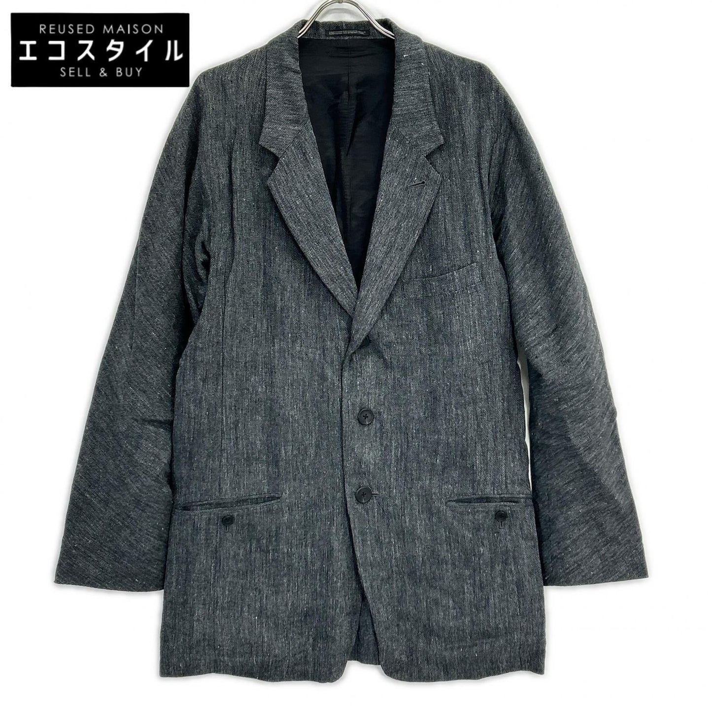 Yohji Yamamoto POUR HOMME ヨウジヤマモトプールオム 24SS HS-J24-302 グレー ラグランスリーブJK リネンツイル ジャケット ジャケット