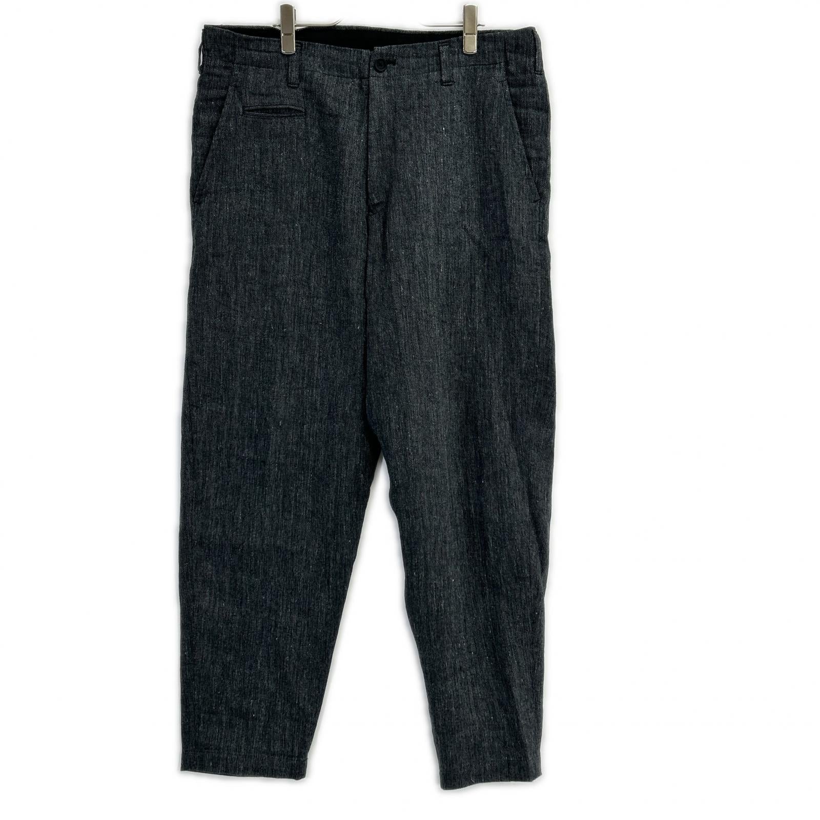 Yohji Yamamoto POUR HOMME ヨウジヤマモトプールオム 24SS HS-P37-302 グレー コインPK付き リネンツイル パンツ ボトムス