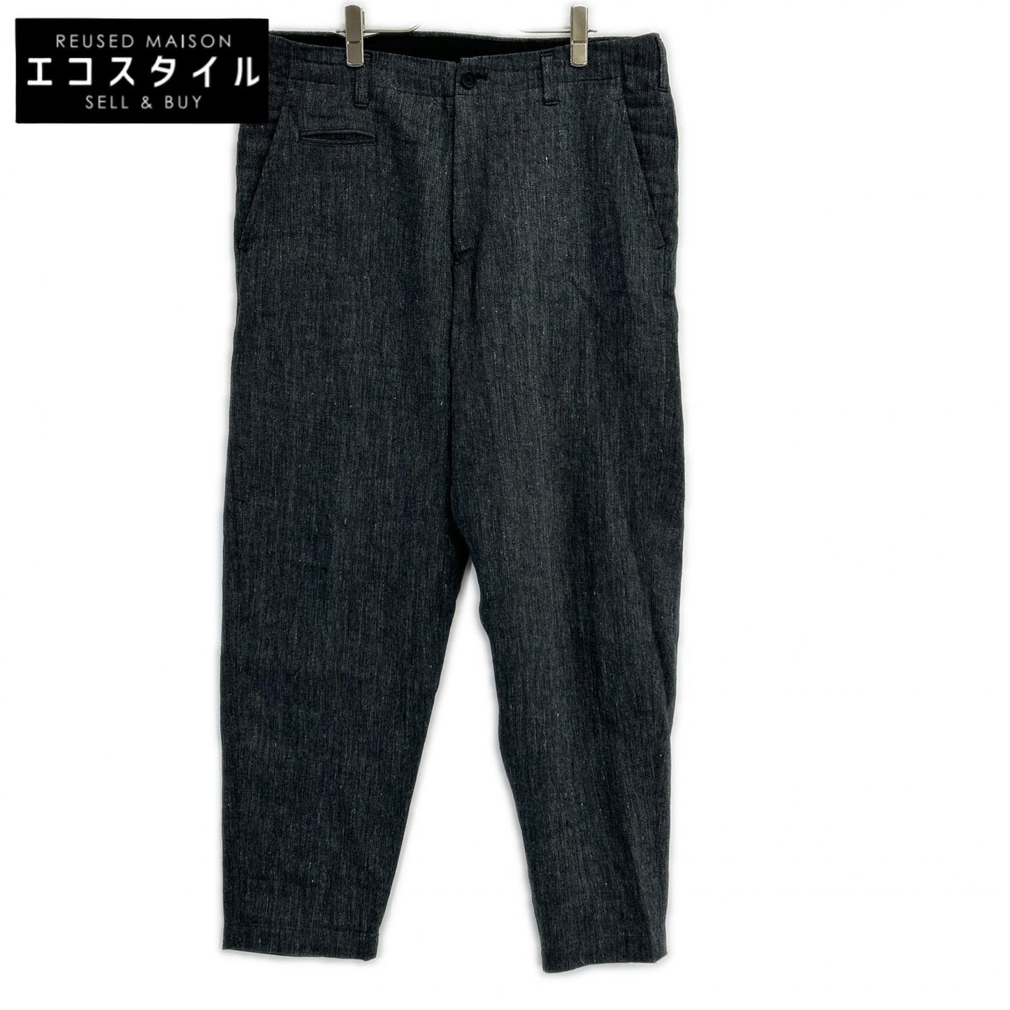 Yohji Yamamoto POUR HOMME ヨウジヤマモトプールオム 24SS HS-P37-302 グレー コインPK付き リネンツイル パンツ ボトムス