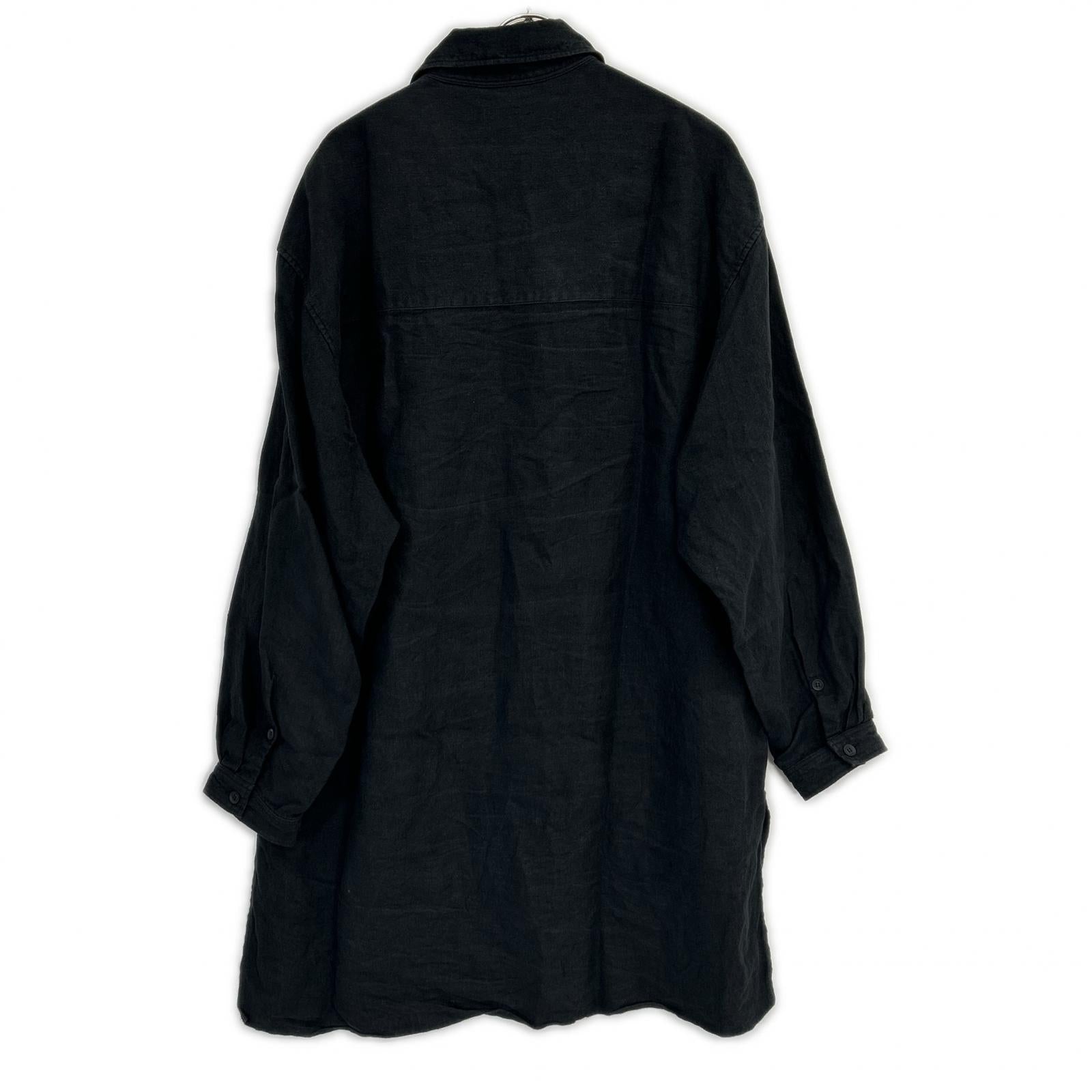 Yohji Yamamoto POUR HOMME ヨウジヤマモトプールオム 22SS HG-Y60-336 ブラック リネン トッパー ロングシャツ トップス