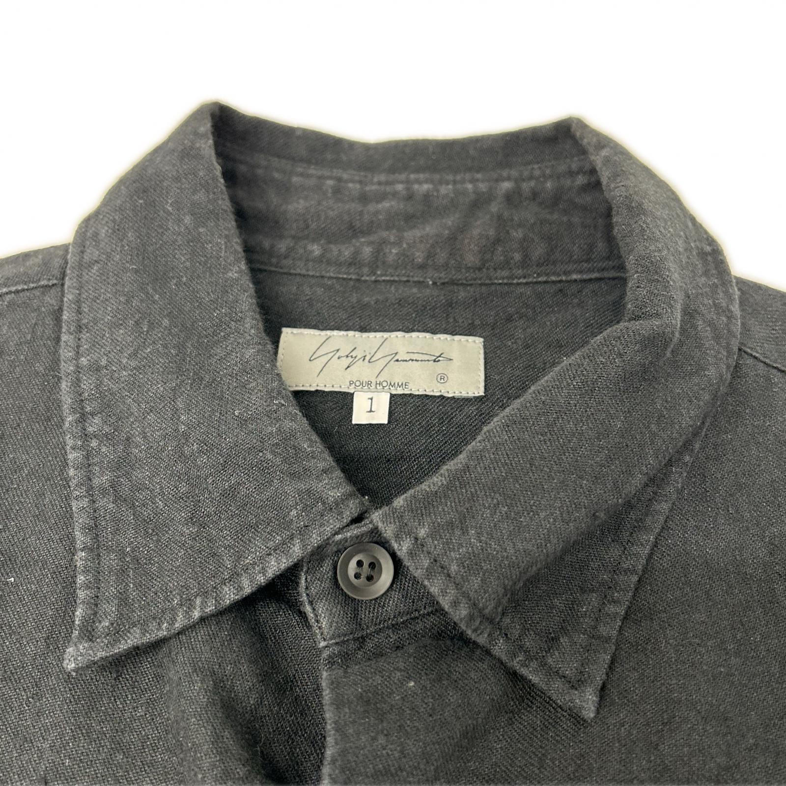 Yohji Yamamoto POUR HOMME ヨウジヤマモトプールオム 22SS HG-Y60-336 ブラック リネン トッパー ロングシャツ トップス