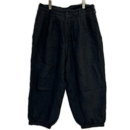 Yohji Yamamoto POUR HOMME ヨウジヤマモトプールオム 22SS HG-P35-336 ブラック リネン ワイドパンツ ボトムス