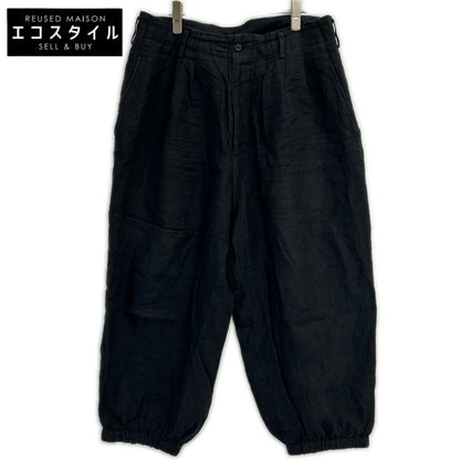 Yohji Yamamoto POUR HOMME ヨウジヤマモトプールオム 22SS HG-P35-336 ブラック リネン ワイドパンツ ボトムス