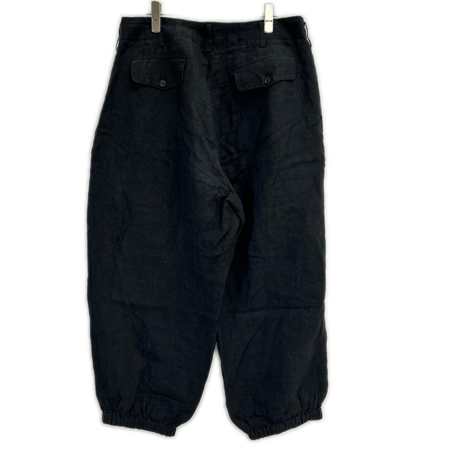 Yohji Yamamoto POUR HOMME ヨウジヤマモトプールオム 22SS HG-P35-336 ブラック リネン ワイドパンツ ボトムス