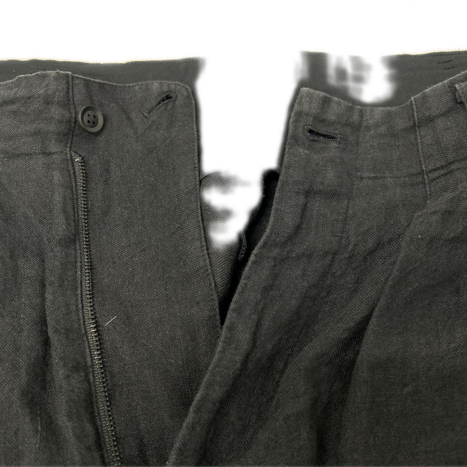 Yohji Yamamoto POUR HOMME ヨウジヤマモトプールオム 22SS HG-P35-336 ブラック リネン ワイドパンツ ボトムス