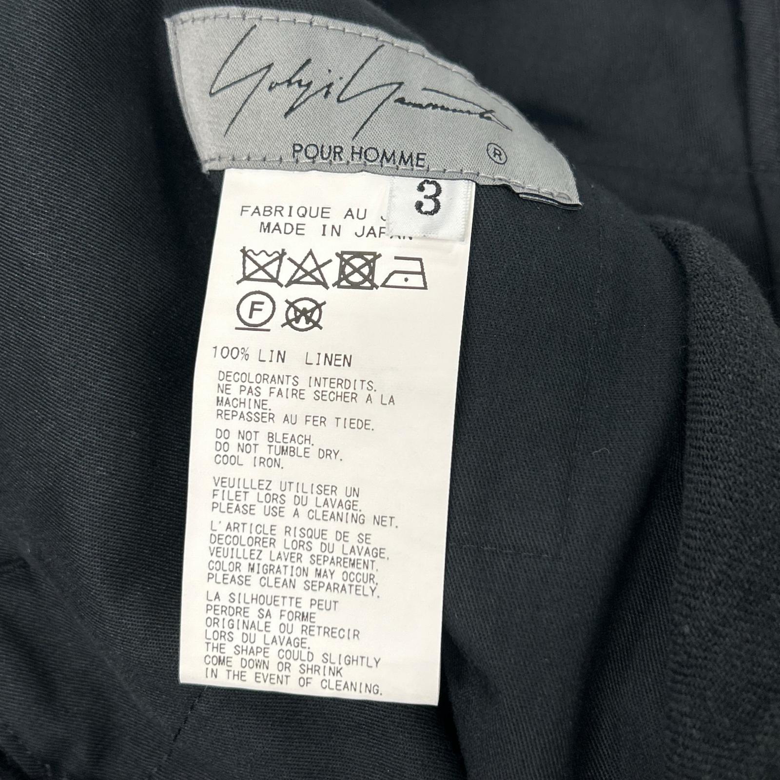 Yohji Yamamoto POUR HOMME ヨウジヤマモトプールオム 22SS HG-P35-336 ブラック リネン ワイドパンツ ボトムス