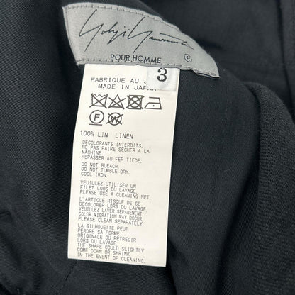 Yohji Yamamoto POUR HOMME ヨウジヤマモトプールオム 22SS HG-P35-336 ブラック リネン ワイドパンツ ボトムス