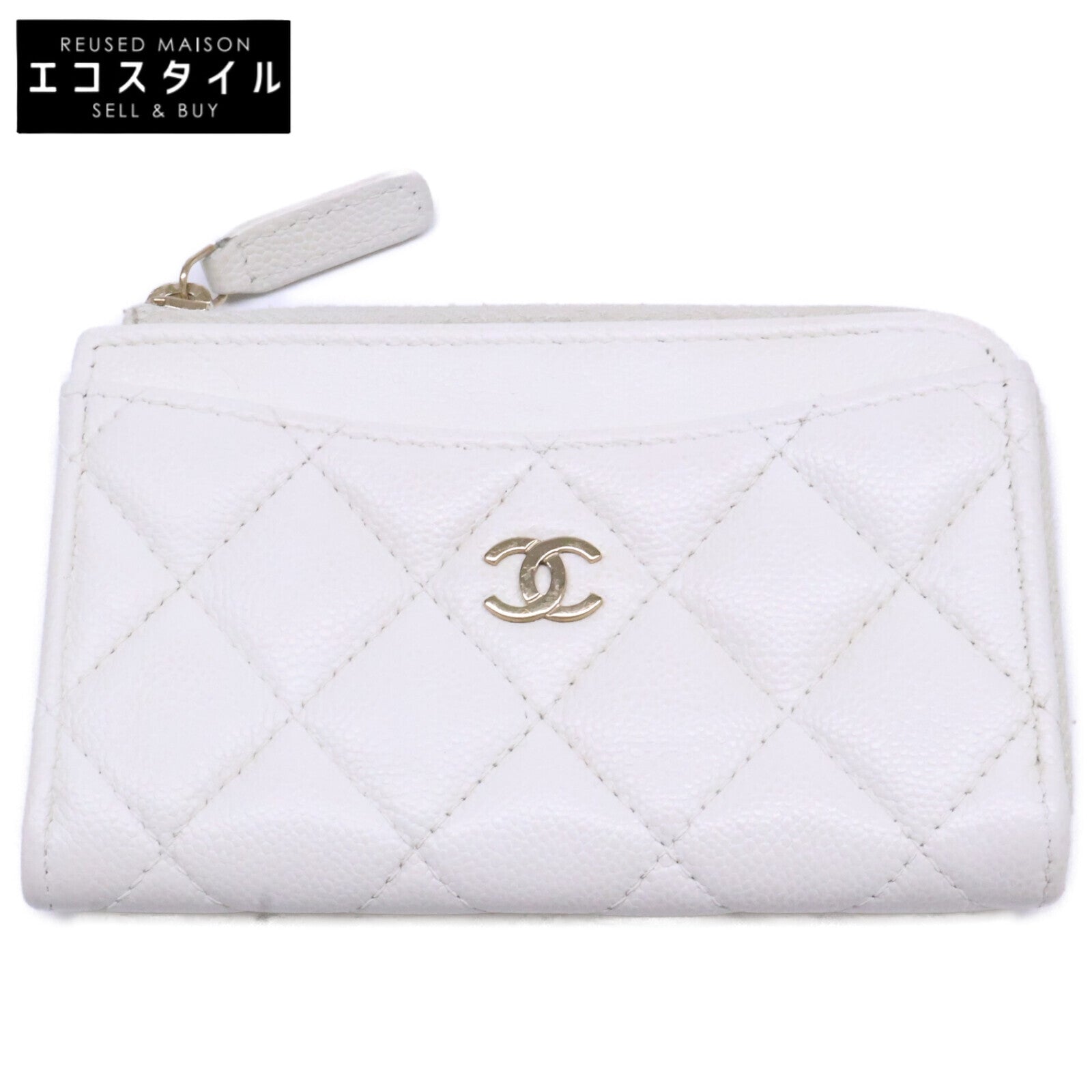 CHANEL シャネル AP3179 キャビアスキン マトラッセ L字ファスナー カード コインケース