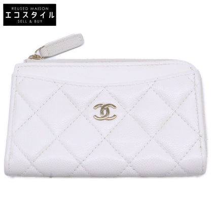 CHANEL シャネル AP3179 キャビアスキン マトラッセ L字ファスナー カード コインケース