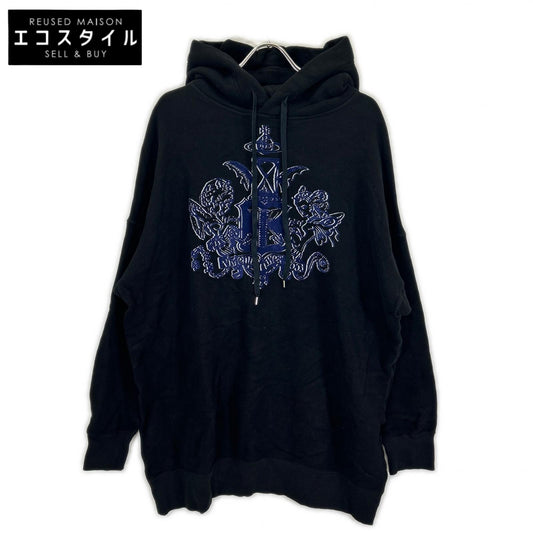VivienneWestwoodRedLabel ヴィヴィアンウエストウッドレッドレーベル ブラック×ブルー コットン オーブ エンブレムプリント ロングパーカー トップス