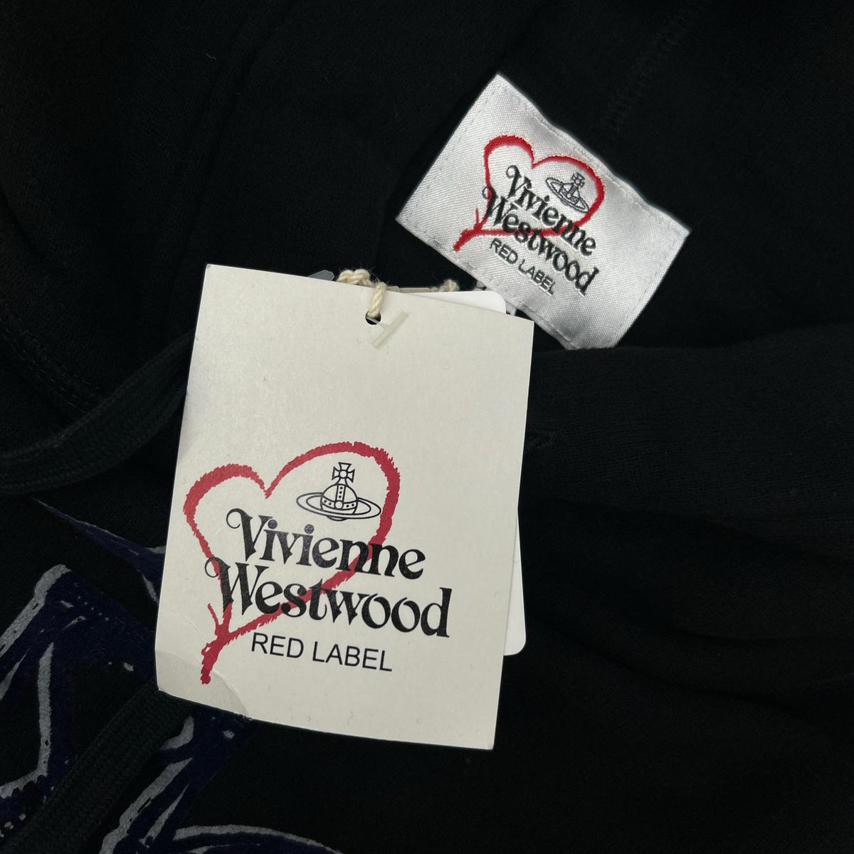 VivienneWestwoodRedLabel ヴィヴィアンウエストウッドレッドレーベル ブラック×ブルー コットン オーブ エンブレムプリント ロングパーカー トップス