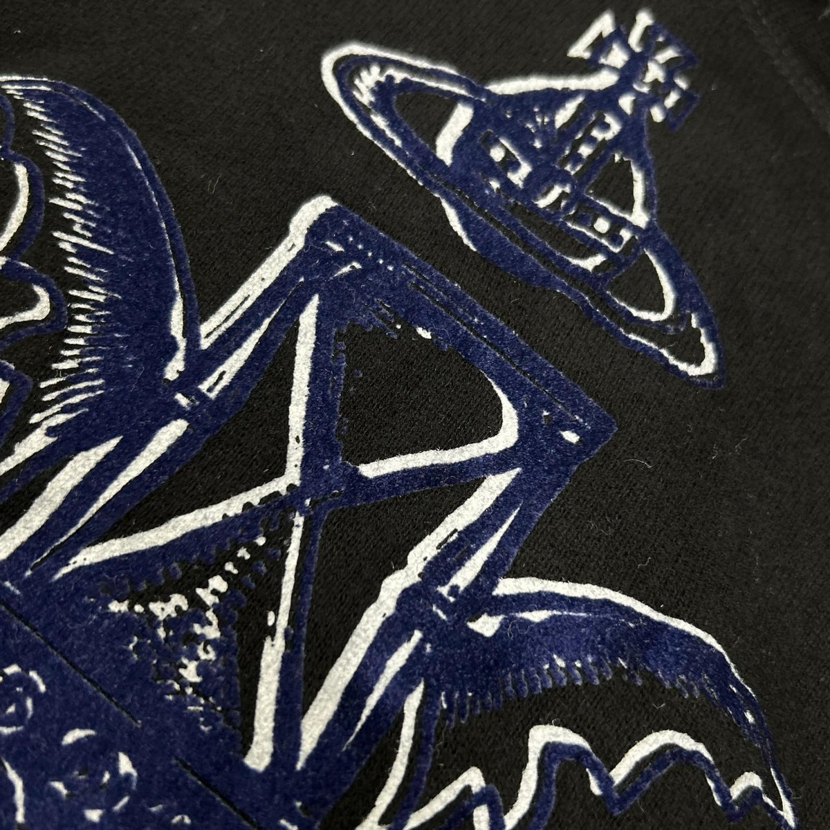 VivienneWestwoodRedLabel ヴィヴィアンウエストウッドレッドレーベル ブラック×ブルー コットン オーブ エンブレムプリント ロングパーカー トップス