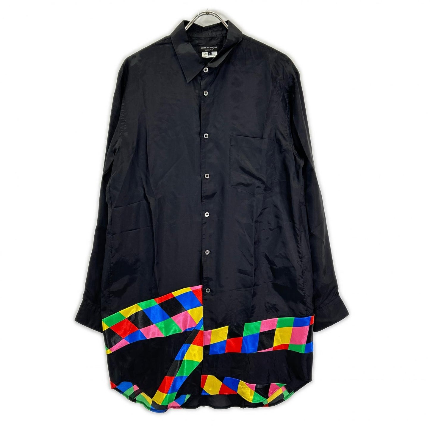 COMMEdesGARCONS HOMME PLUS コムデギャルソンオムプリュス 23SS PK-B005 ブラック×マルチカラー カラーチャート切替 ロングシャツ トップス