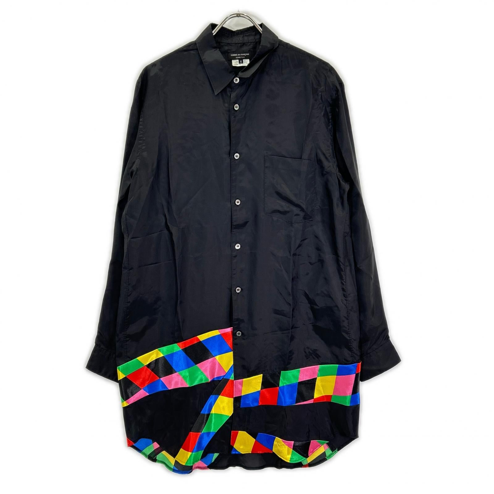 COMMEdesGARCONS HOMME PLUS コムデギャルソンオムプリュス 23SS PK-B005 ブラック×マルチカラー カラーチャート切替 ロングシャツ トップス