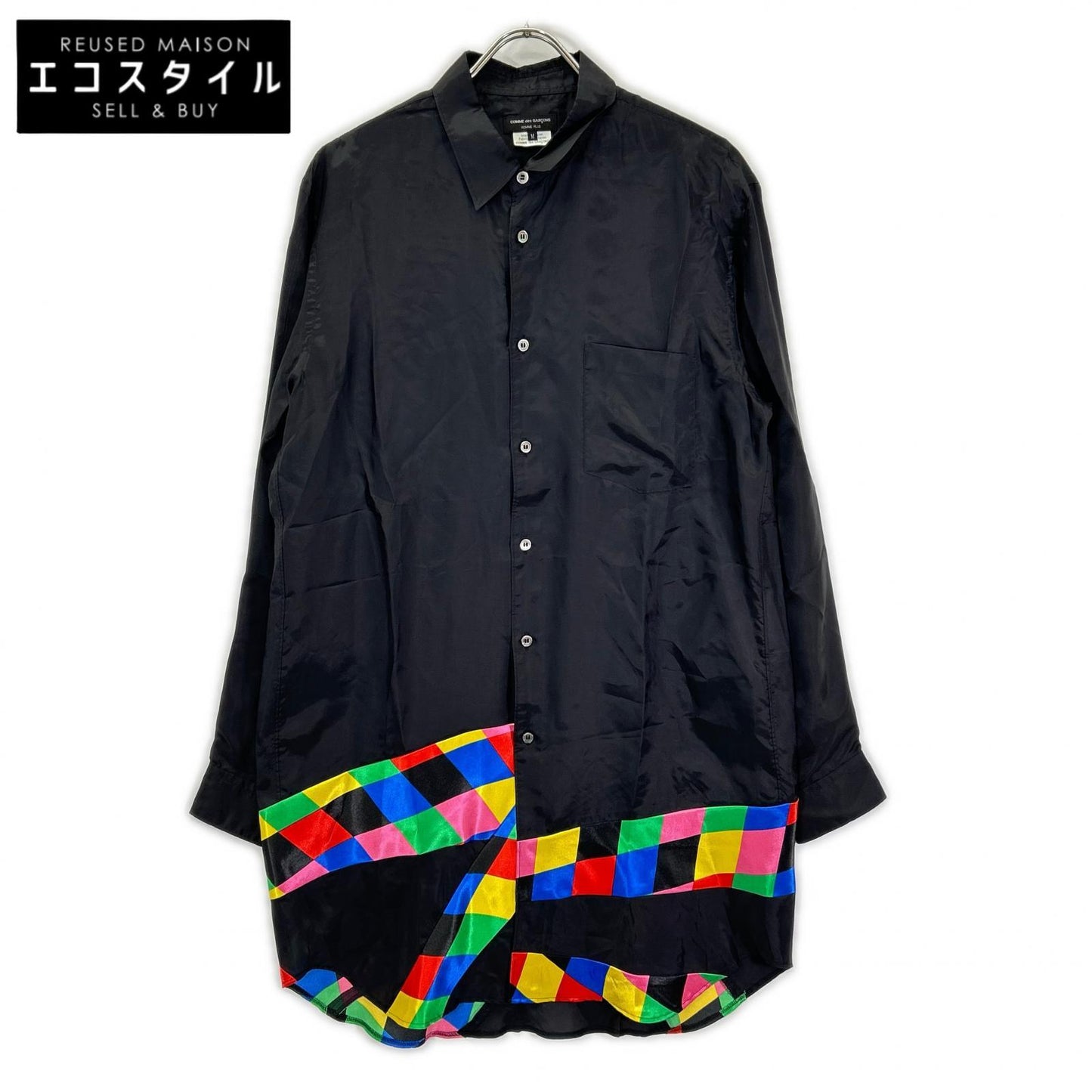 COMMEdesGARCONS HOMME PLUS コムデギャルソンオムプリュス 23SS PK-B005 ブラック×マルチカラー カラーチャート切替 ロングシャツ トップス