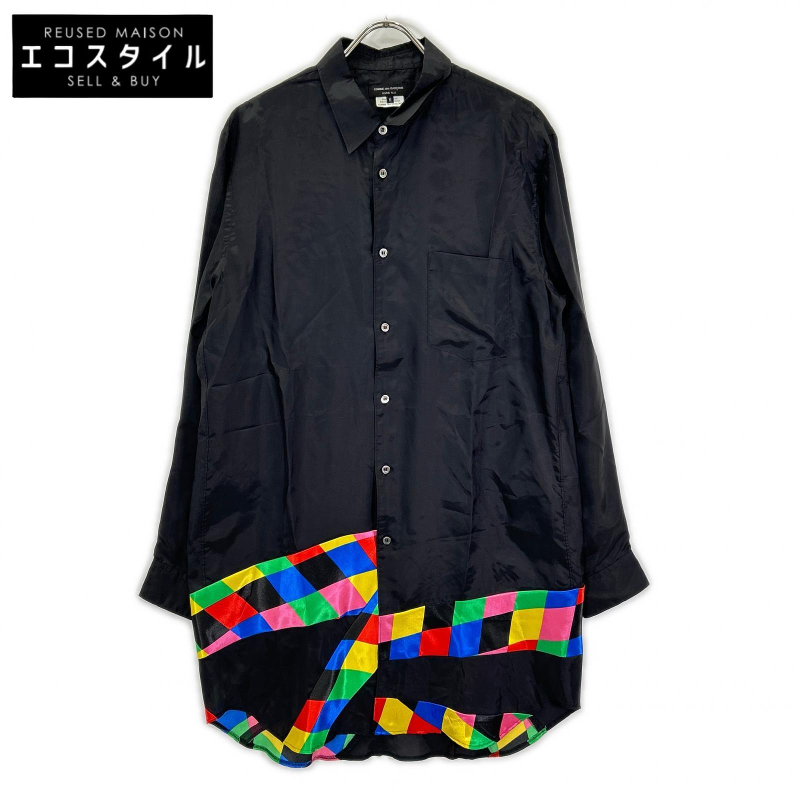 COMMEdesGARCONS HOMME PLUS コムデギャルソンオムプリュス 23SS PK-B005 ブラック×マルチカラー カラーチャート切替 ロングシャツ トップス