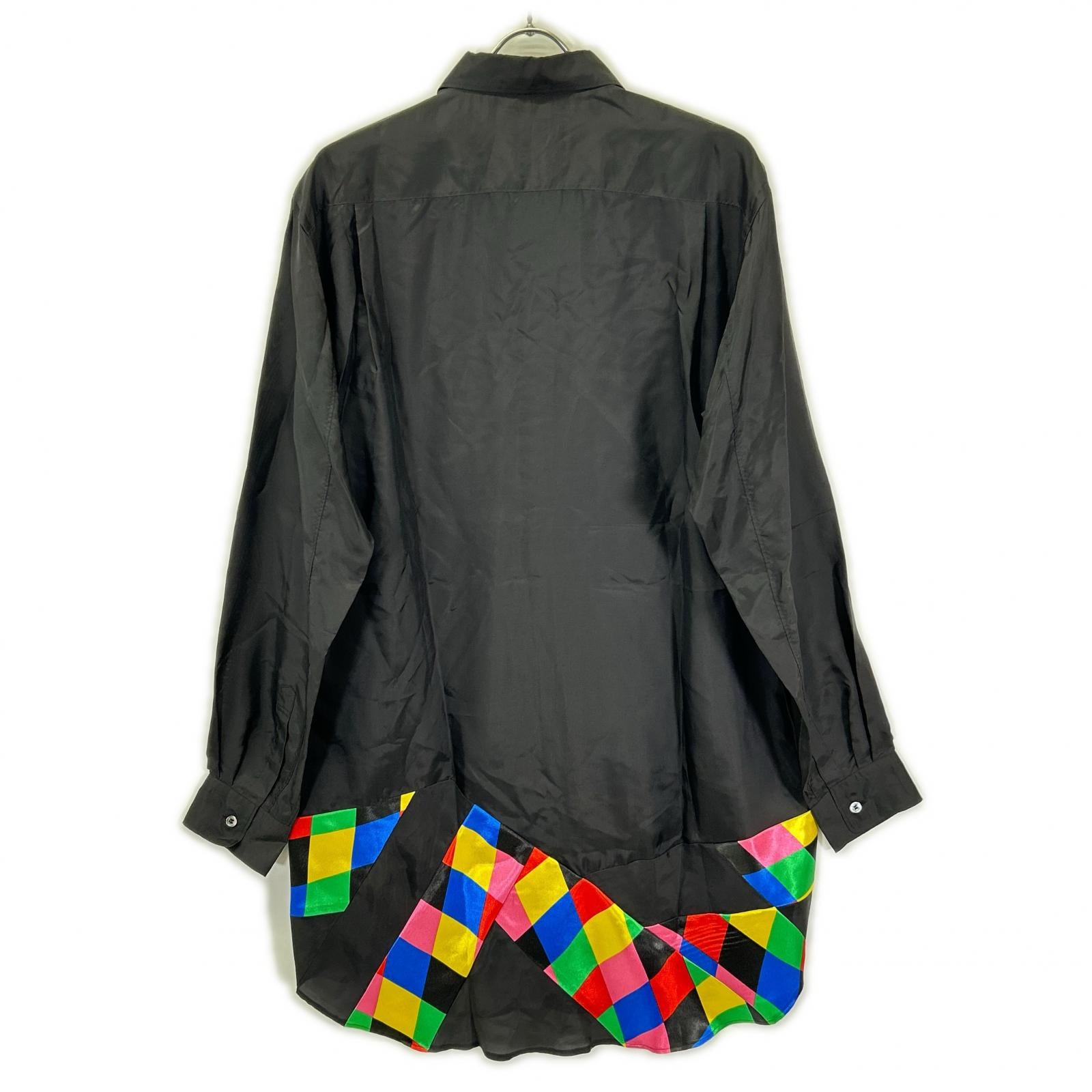 COMMEdesGARCONS HOMME PLUS コムデギャルソンオムプリュス 23SS PK-B005 ブラック×マルチカラー カラーチャート切替 ロングシャツ トップス