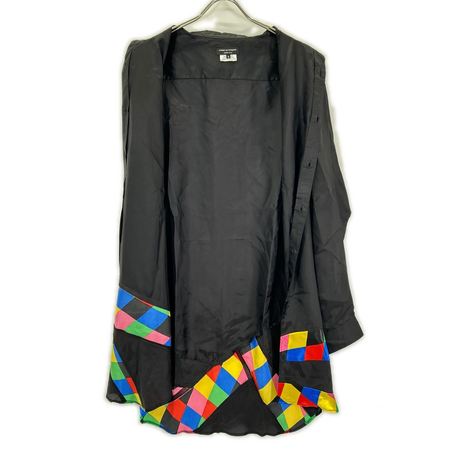 COMMEdesGARCONS HOMME PLUS コムデギャルソンオムプリュス 23SS PK-B005 ブラック×マルチカラー カラーチャート切替 ロングシャツ トップス