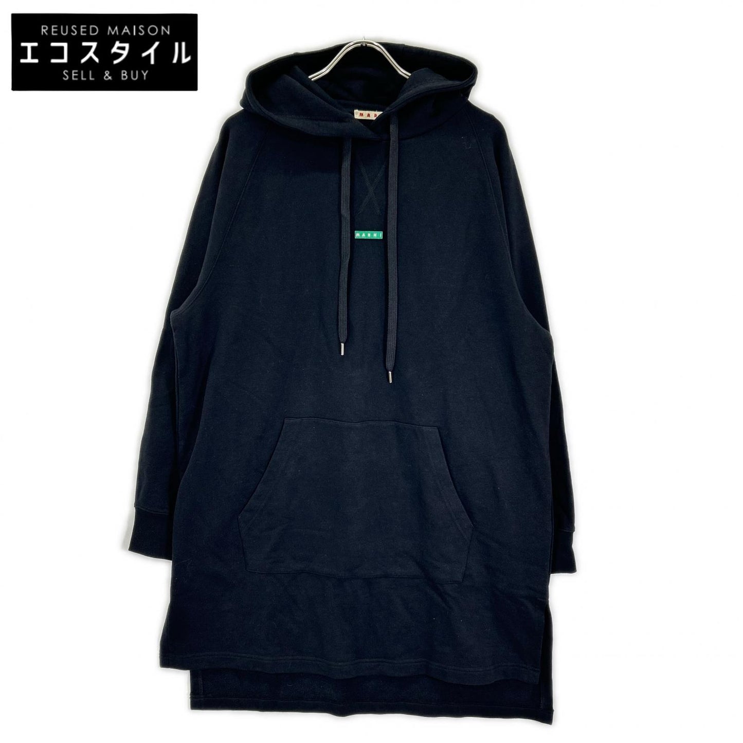 MARNI マルニ FLJE0173X0 ブラック コットン ボックスワッペンチュニックパーカー トップス