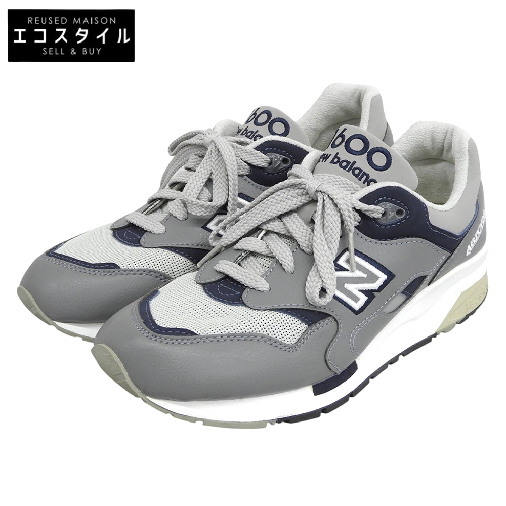 NEW BALANCE ニューバランス レザー 1600 ローカットスニーカー シューズ メンズ グレー×ネイビー 25.5cm CM1600LG シューズ