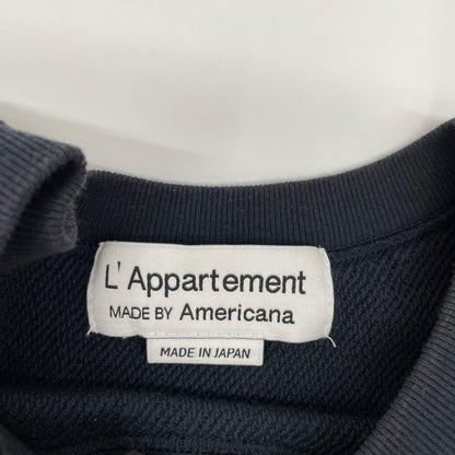 L'Appartement アパルトモン ブラック コットン ロゴ ハーススリーブスウェットプルオーバー トップス