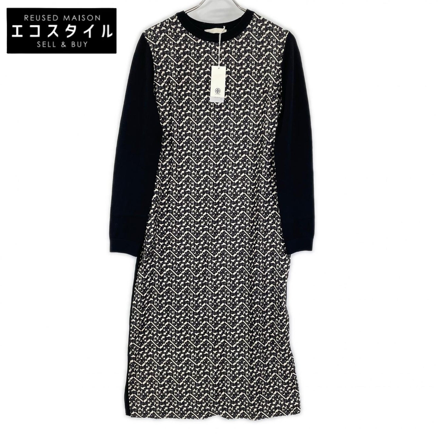 Tory Burch トリーバーチ ブラック×ホワイト ベルト付ワンピース 153977 ワンピース