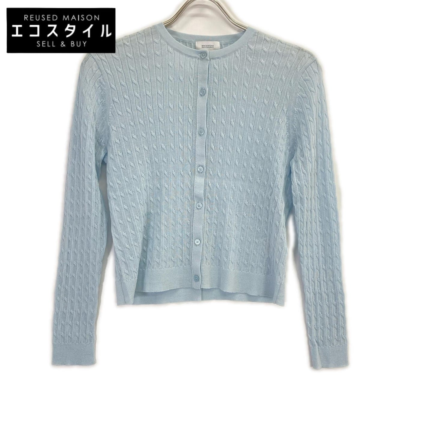 MACKINTOSH PHILOSOPHY マッキントッシュフィロソフィー H5N04-782-20 ライトブルー コットンナイロン シアーケーブルカーディガン トップス