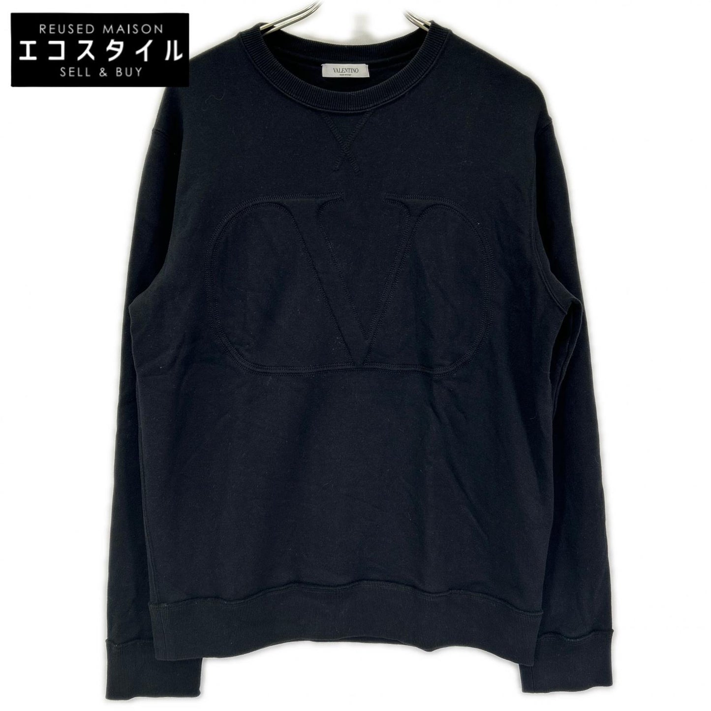 VALENTINO ヴァレンティノ VV3MF14M73M ブラック コットン ロゴ 長袖スウェット トップス