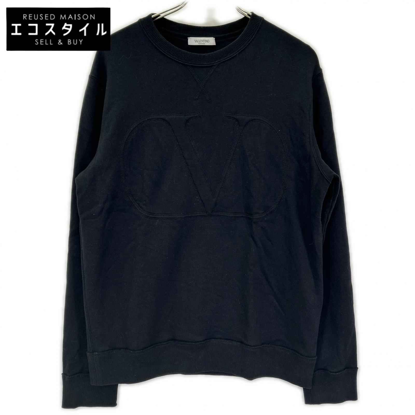 VALENTINO ヴァレンティノ VV3MF14M73M ブラック コットン ロゴ 長袖スウェット トップス