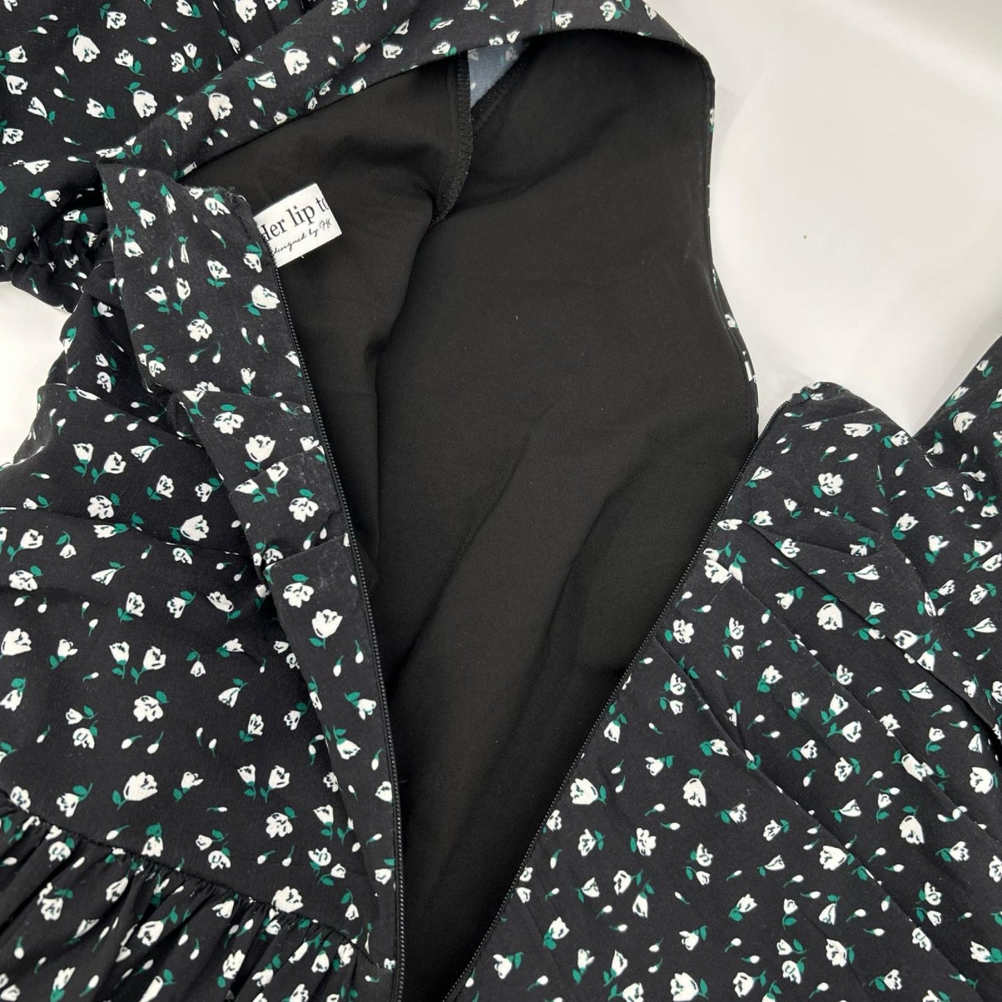 her lip to ハーリップトゥ 1222305123 ブラック Roseraie ロング ドレスワンピースへ ワンピース