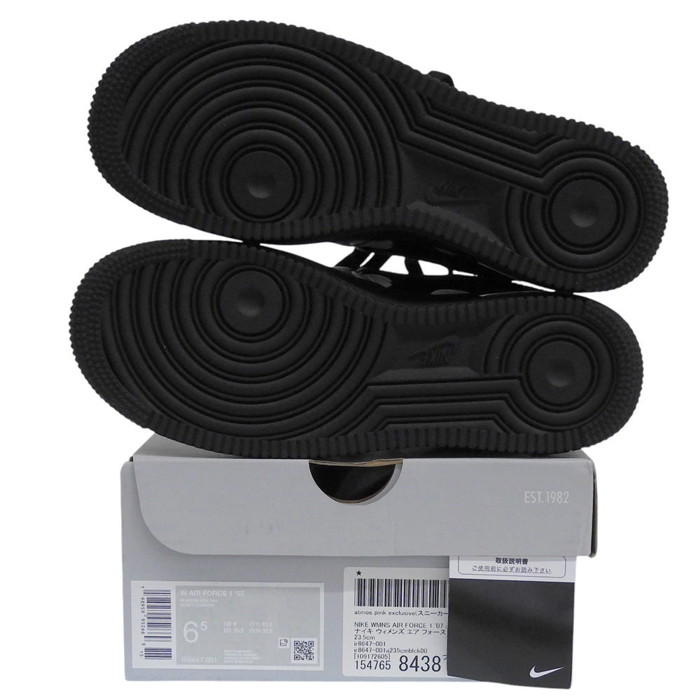 NIKE ナイキ 新品同様 AIR FORCE 1 '07 ローカット スニーカー シューズ レディース 黒 ブラック 23.5cm IR8647 001 シューズ