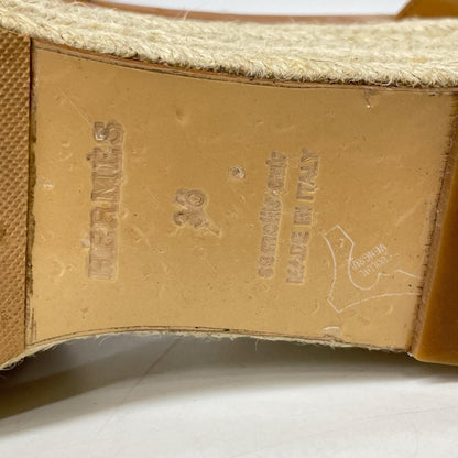 HERMES エルメス ブラウン レザー エスパドリーユ エルダ ウェッジソールサンダル シューズ