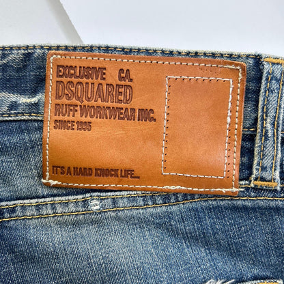 DSQUARED2 ディースクエアード 革パッチ ダメージ加工 デニムパンツ ジーンズ ボトムス